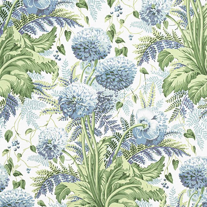 Anna French Dahlia Fabric in Sky on White